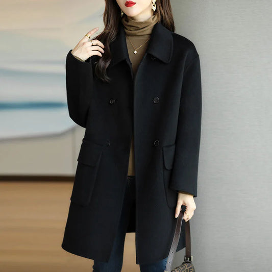 Boutique Wholesale 2024 Autumn and Winter New Fashion Mid Long Loose Casual Woolen Women's Coat