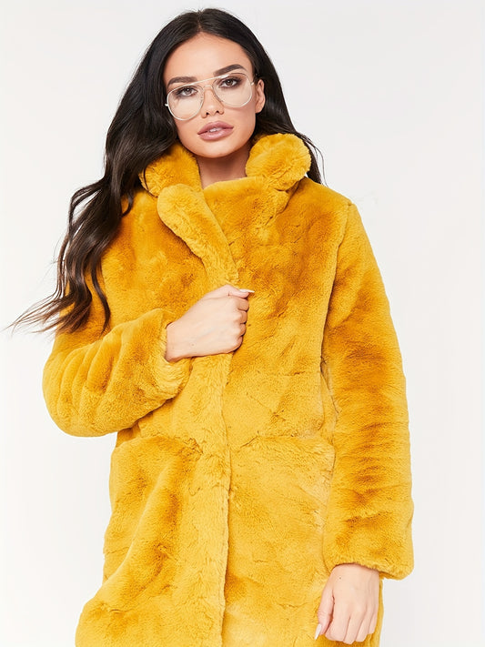 Winter Warm Plush Loose Coat, Casual Long Sleeve Fashion Teddy Outerwear, Women's Clothing