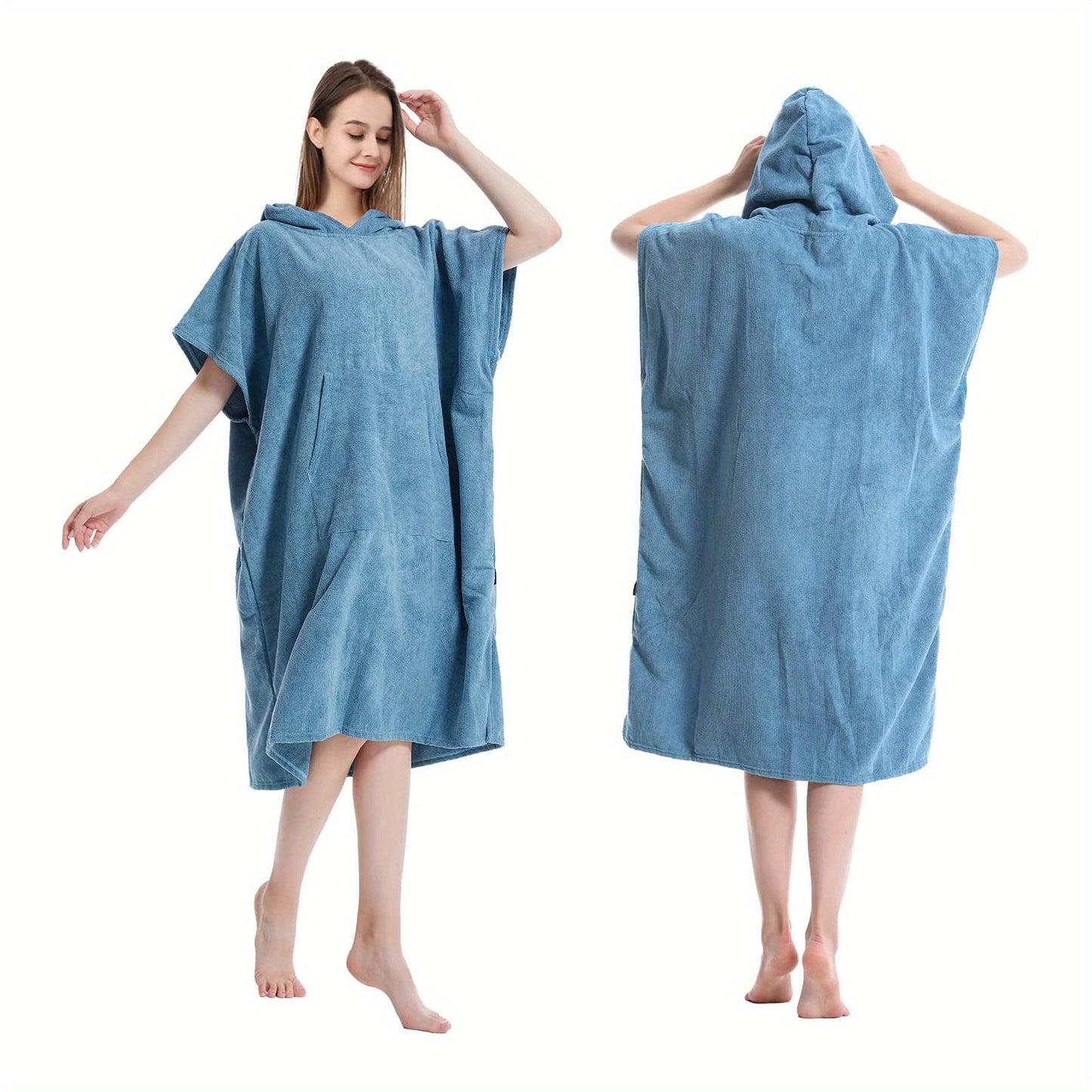 Quick Dry Hooded Towel Robe with Pocket for Swimming, Surfing, and Outdoor Activities - Unisex One Size