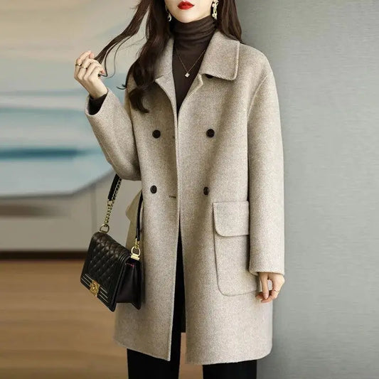 Boutique Wholesale 2024 Autumn and Winter New Fashion Mid Long Loose Casual Woolen Women's Coat