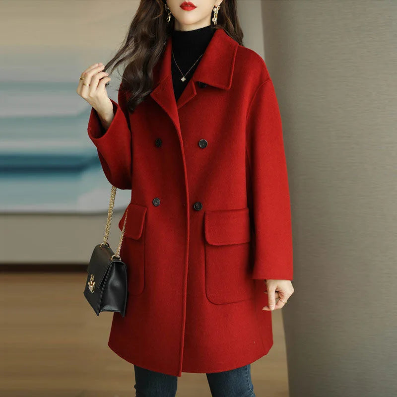 Boutique Wholesale 2024 Autumn and Winter New Fashion Mid Long Loose Casual Woolen Women's Coat