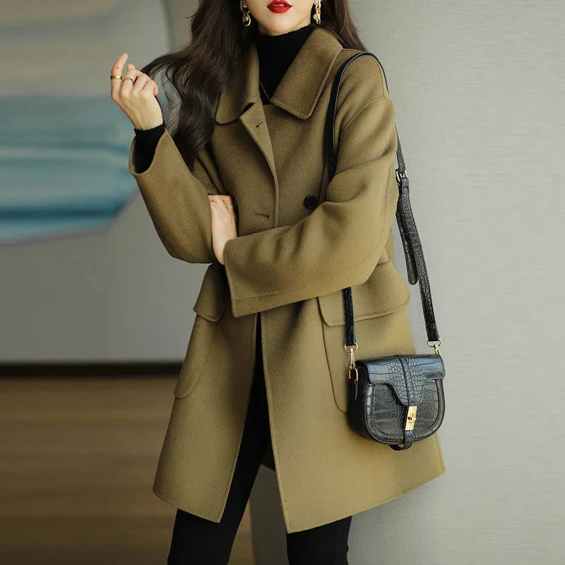 Boutique Wholesale 2024 Autumn and Winter New Fashion Mid Long Loose Casual Woolen Women's Coat