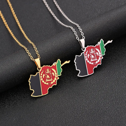stainless steel Afghanistan map necklace couple style ethnic style popular personality dripping titanium steel