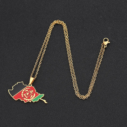 stainless steel Afghanistan map necklace couple style ethnic style popular personality dripping titanium steel