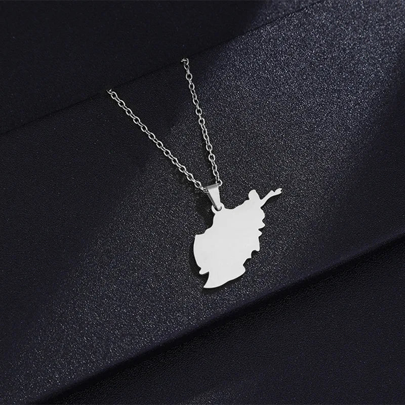 stainless steel Afghanistan map necklace couple style ethnic style popular personality dripping titanium steel