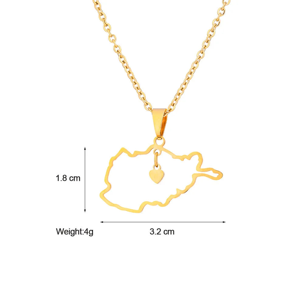 stainless steel Afghanistan map necklace couple style ethnic style popular personality dripping titanium steel