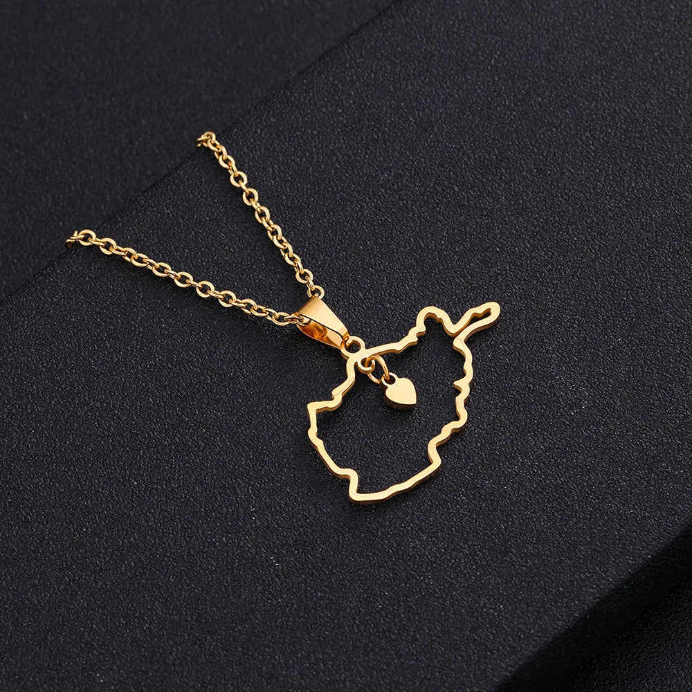 stainless steel Afghanistan map necklace couple style ethnic style popular personality dripping titanium steel