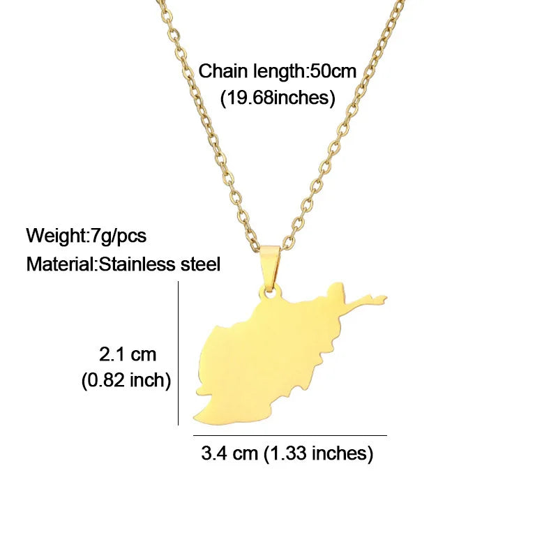 stainless steel Afghanistan map necklace couple style ethnic style popular personality dripping titanium steel