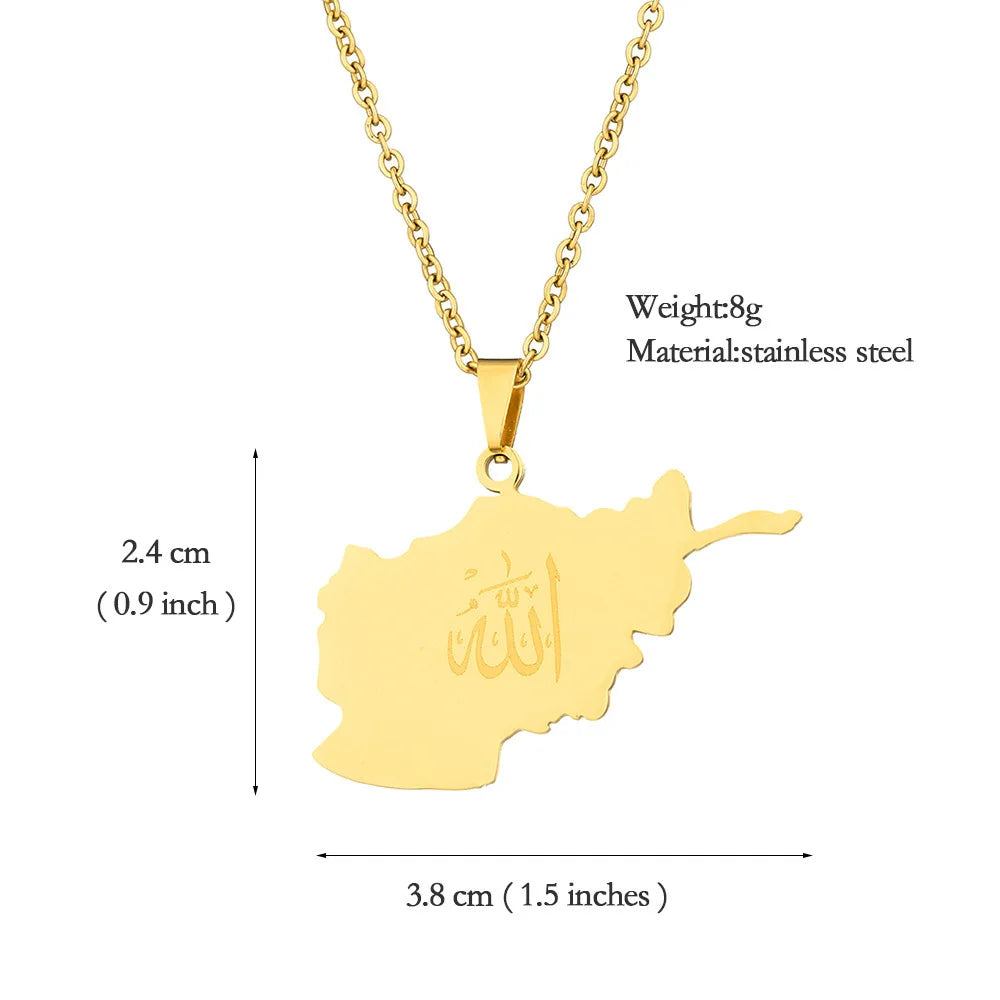 stainless steel Afghanistan map necklace couple style ethnic style popular personality dripping titanium steel