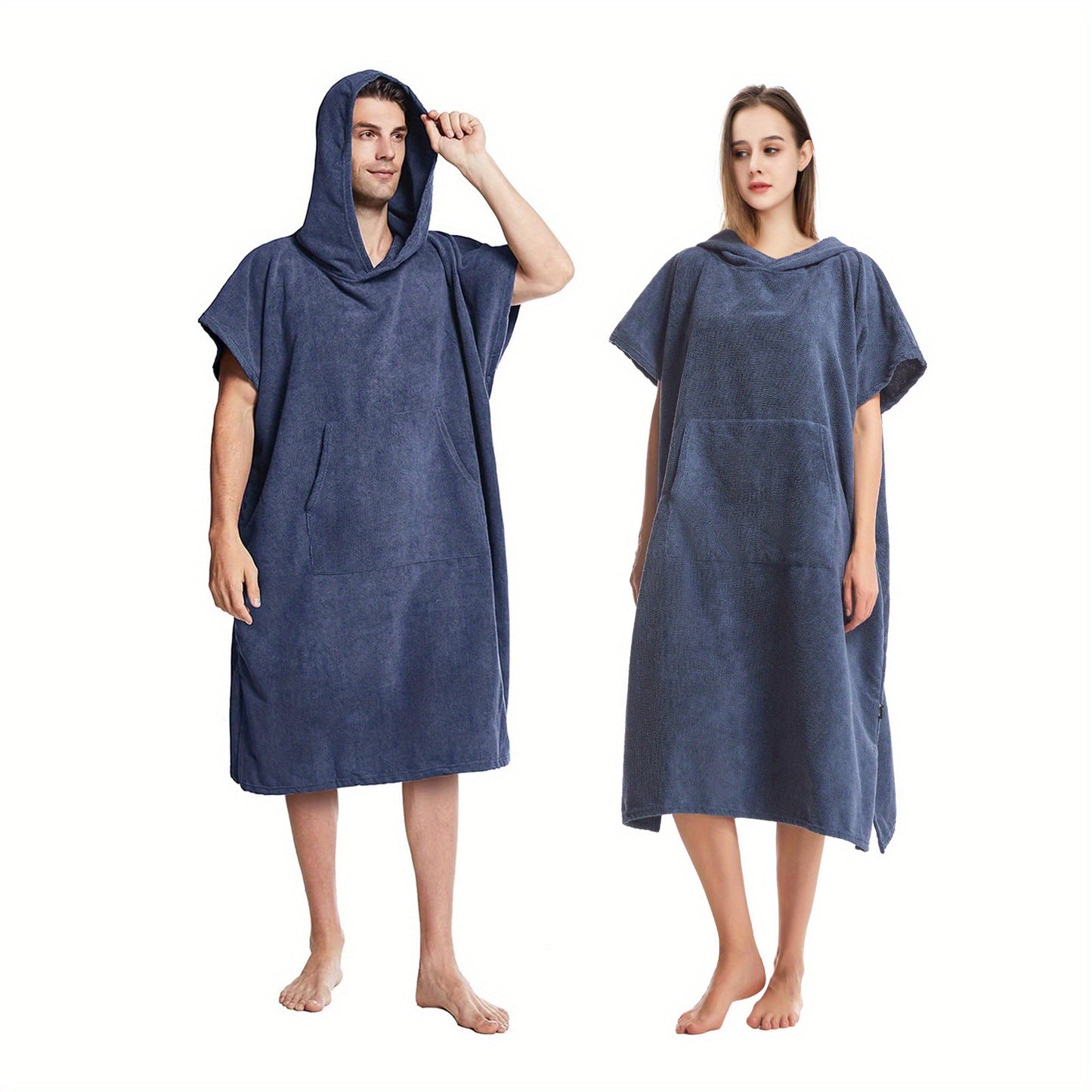 Quick Dry Hooded Towel Robe with Pocket for Swimming, Surfing, and Outdoor Activities - Unisex One Size