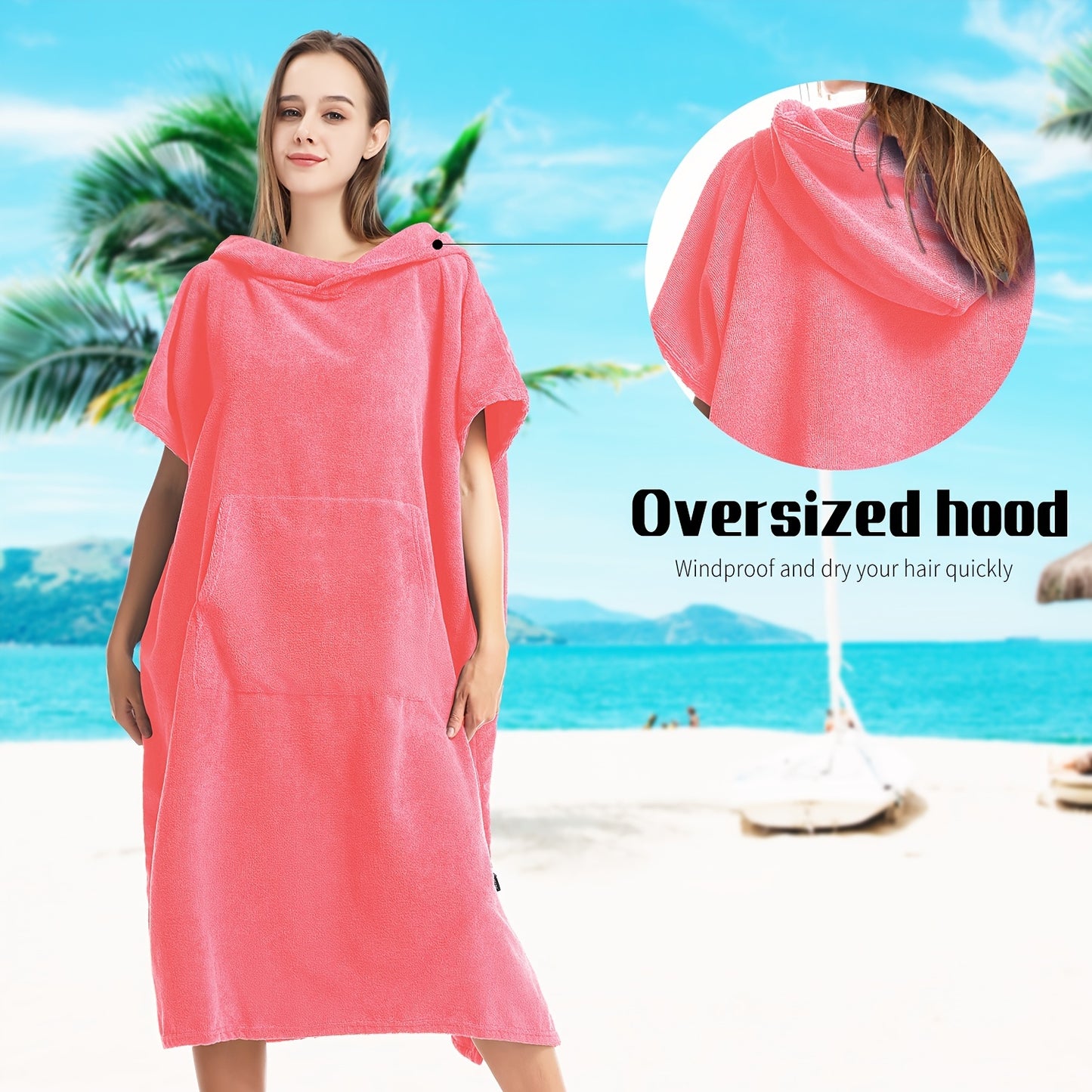 Quick Dry Hooded Towel Robe with Pocket for Swimming, Surfing, and Outdoor Activities - Unisex One Size